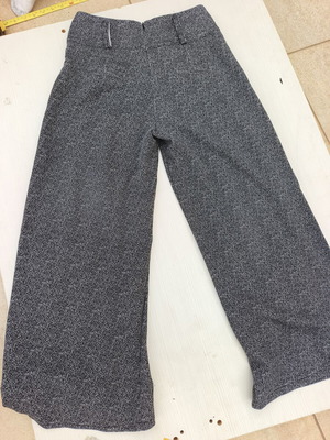 Wide High-Waisted Women's Pants like new, melange fabric, sizes L-XL