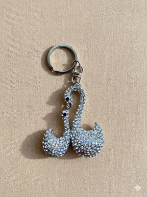 Keychain swans with rhinestones new