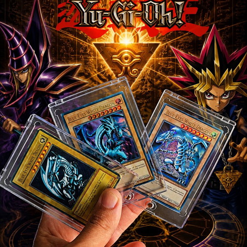 Yu-Gi-Oh! 3x Blue-Eyes White Dragon Ultra Rare Set new with magnetic cases