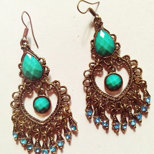 Boho Antique Style Earrings with Turquoise Stones new