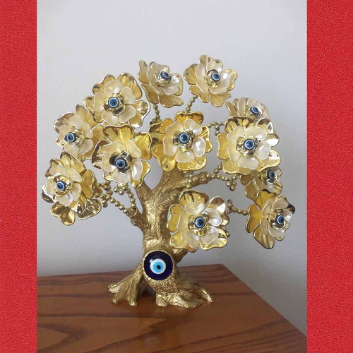 Decorative tree with blue eyes like new, height 27 cm
