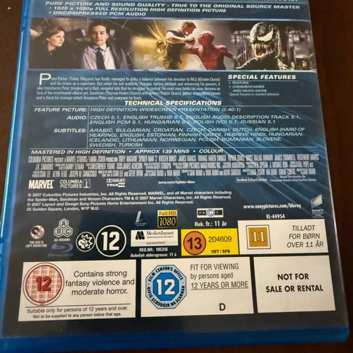 Spider-Man 3 Blu-Ray Disc като нов, дублиран