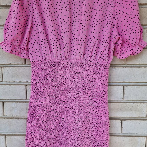 Pink summer mini dress like new, size XS/S, polka dot