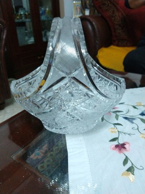 Crystal basket fondue dish new for treats