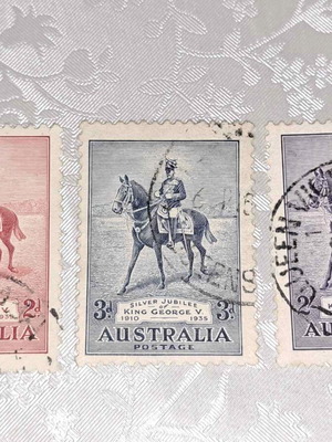 Australia 25th Anniversary of the Coronation of King George 5 Stamps used