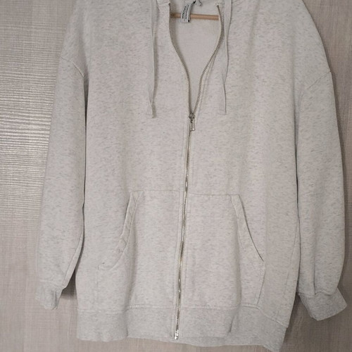 & Other Stories Hooded Cardigan used, cotton, white and grey, size S