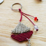 Macrame boat keychain new handmade