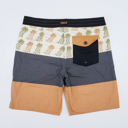 Captain Fin men's swim shorts, size S, brown and orange