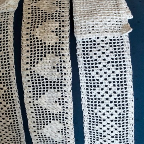 Handmade lace set of 3 white cotton perle butterfly