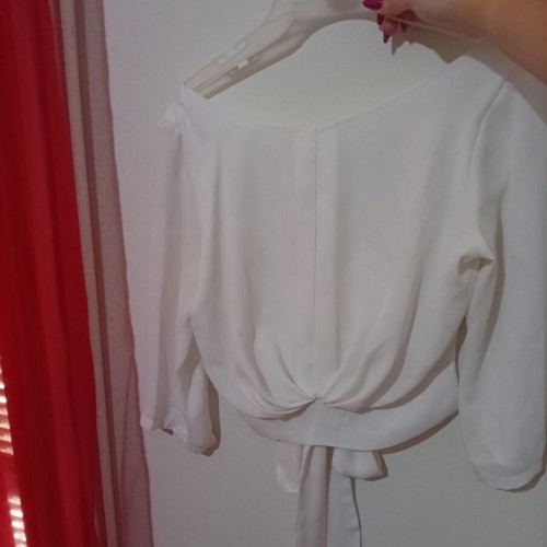 Anel modern white off-shoulder blouse, three-quarter sleeves