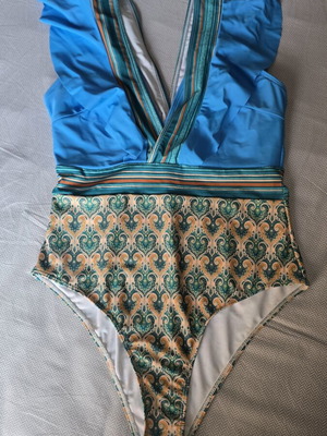 One-piece swimsuit Large new, blue and multicolor