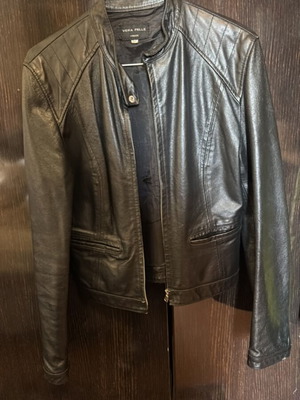 Italian leather jacket Vera Pelle used, size 42, black