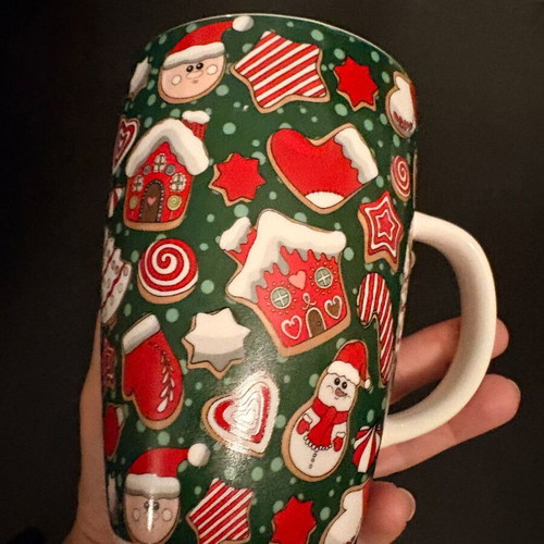 Large Christmas Mug 500ml with Cookie and Candy Design