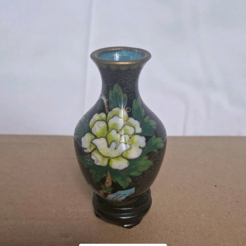 Cloisonné decorative vases used, set of 3 pieces