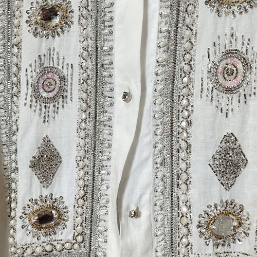 Antica Santoria Embroidered White Shirt size Large like new
