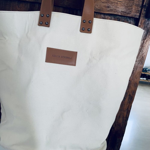 Ioanna Kourbela Beach Bag new, canvas and genuine leather details
