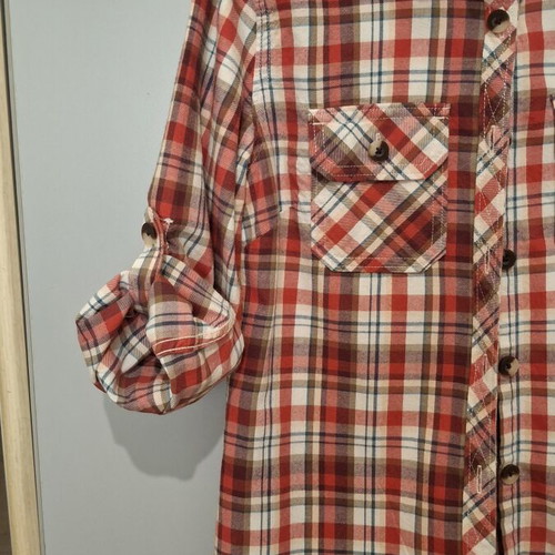 Superdry plaid shirt medium used, red white blue