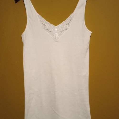 Tricosi vintage 1980s long sleeveless blouse, made in West Germany, white cotton