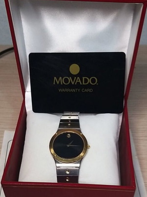 Movado Museum Classic women's watch used, black and gold-plated