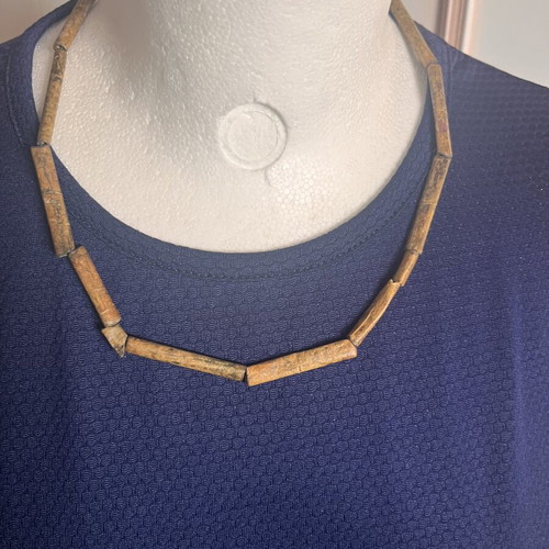 Necklace handmade, used, made of compressed paper from Louvre Museum