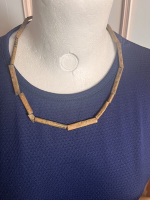 Necklace handmade, used, made of compressed paper from Louvre Museum