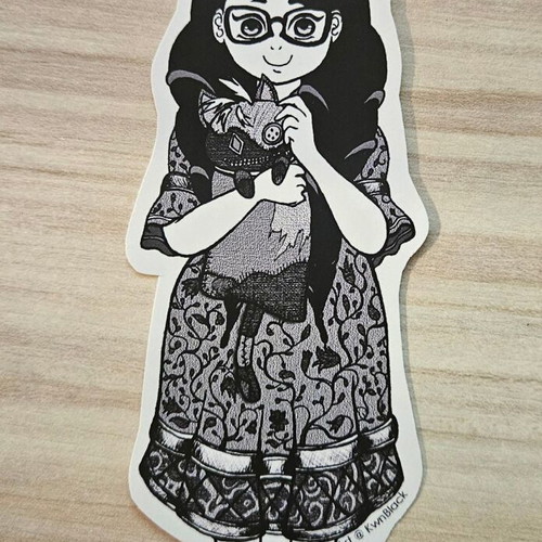 Bayonetta Young Cereza and Cheshire handmade sticker made to order