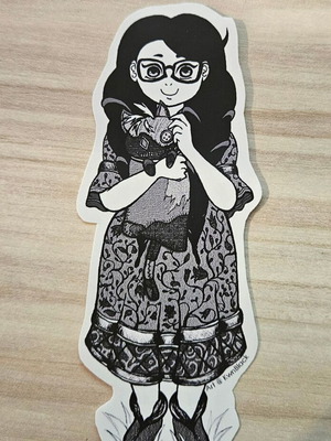 Bayonetta Young Cereza and Cheshire handmade sticker made to order
