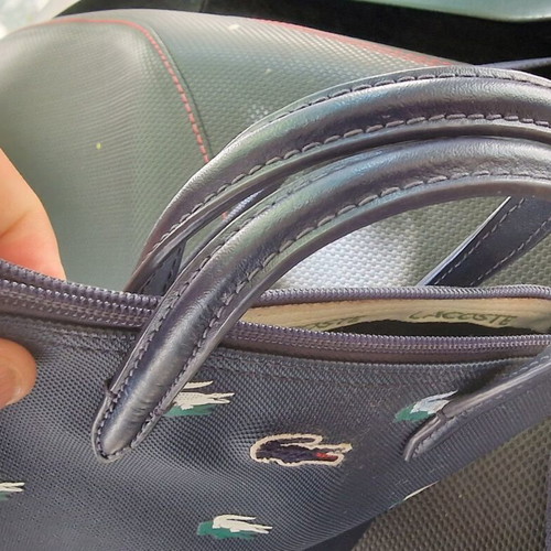 Lacoste Croc Print Mini Cross-Body Bag used, blue