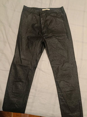 Black faux leather pants new with glitter effect, size L