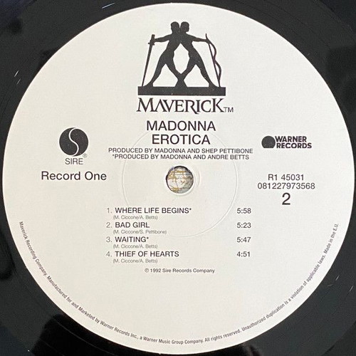 Madonna Erotica double vinyl 180gr, electronic