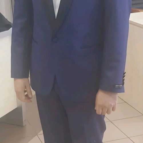 Wedding suit like new, deep intense blue, with vest and bow tie