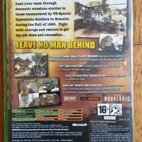 Xbox Delta Force Black Hawk Down game used, complete