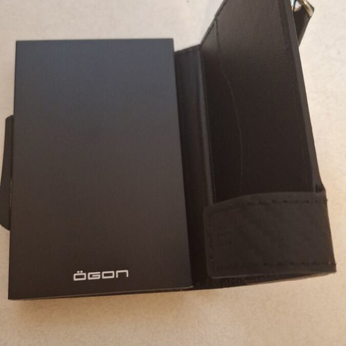 Ogon Cascade automatic smart wallet with RFID like new, black
