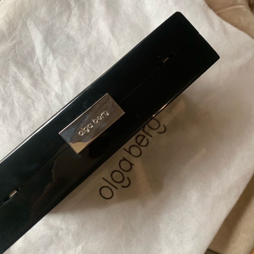 Clutch Olga Berg like new, black with silver mirror details and chain