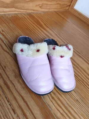 Women's slippers size 38 used, warm with inner lining pink multicolor