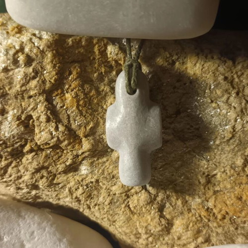Collectible Cycladic marble and stone cross pendant, handmade