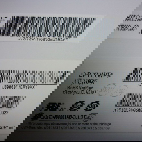 Γνήσια οθόνη laptop LP171WP4 (TL)(04) 17.1'' 1440x900 WXGA+ CCFL 30pin