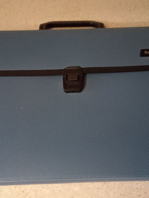 Document folder used, blue with 10 pockets for organizing