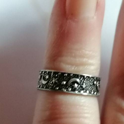 925 Silver Toe Ring with Moons and Stars new