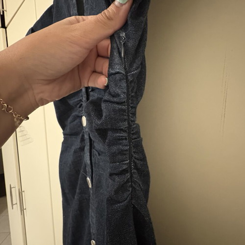 Zara denim midi dress with side zipper and front slit