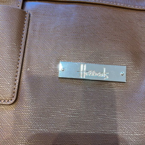 Harrods laptop bag brown vegan leather new