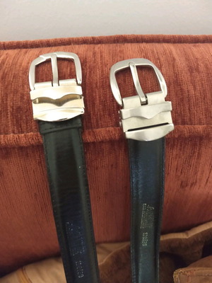 Leather men's belts used, set of 2, reversible, 120 cm