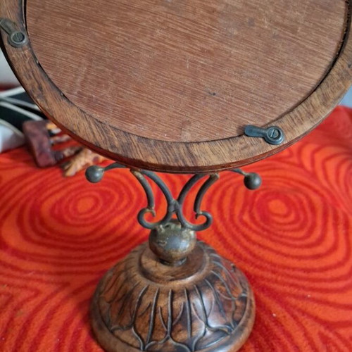Wooden carved tabletop mirror used, vintage