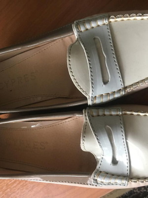 Cypres women's loafers moccasins new, white leather, size 38