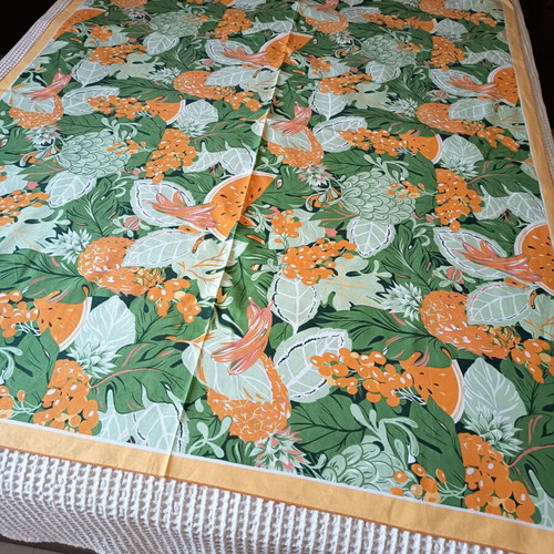 Tablecloth Piraiki Patraiki 100% Cotton Tropical Design like new 168x132 cm