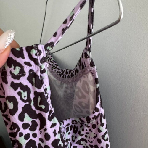 Leopard print set with opening, black and purple