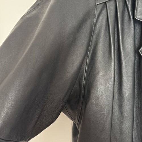 Leather coat size M used, black with batwing sleeves