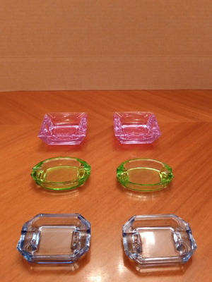 Vintage Art Deco glass individual ashtrays set of 6
