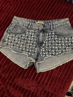 BSB denim shorts new with beads, size M 38 10 blue