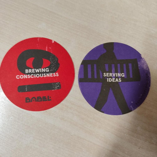 Set of 2 coasters from Greek microbrewery Brewing Babel, new